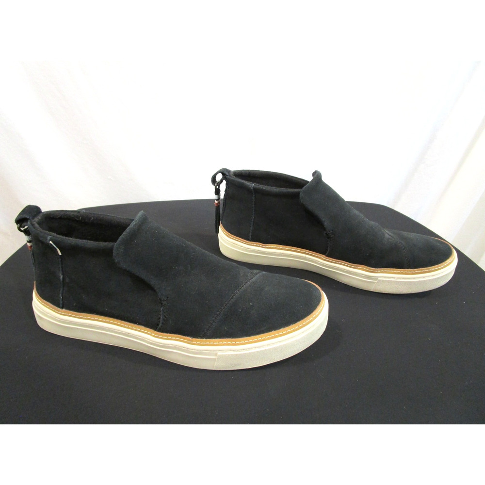 EUC! Toms Paxton Mid Black Suede Casual Slip On Sneakers Women Sz 9.5